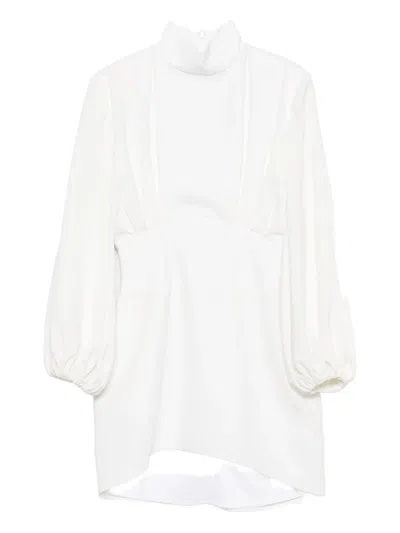 Vestiaire D'un Oiseau Libre High-neck Balloon-sleeve Dress In White