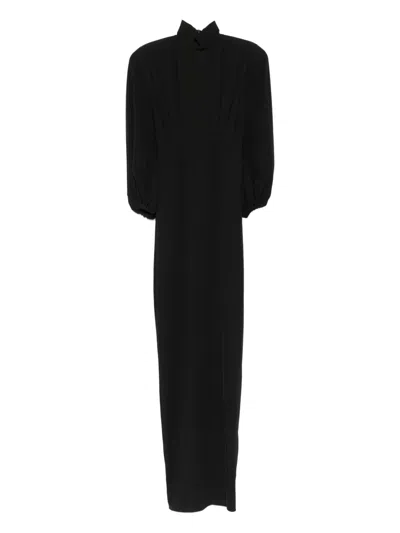 Vestiaire D'un Oiseau Libre High-neck Puff-sleeve Dress In Black