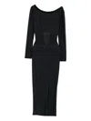 Vestiaire D'un Oiseau Libre Lace-up Sheer Midi Dress In Black