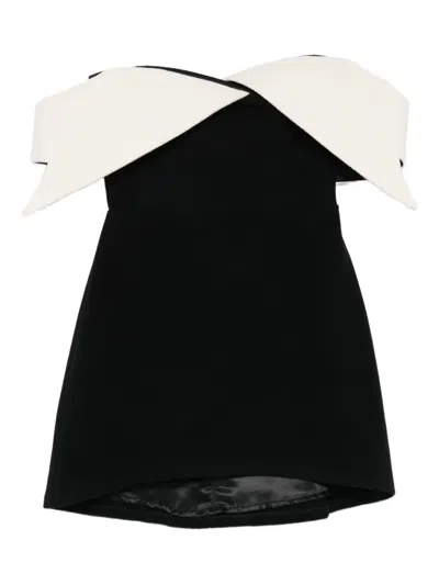 Vestiaire D'un Oiseau Libre Off-shoulder Collared Mini Dress In Black
