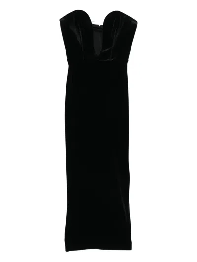 Vestiaire D'un Oiseau Libre Off-the-shoulder Velvet Dress In Black