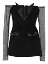 Vestiaire D'un Oiseau Libre Satin-trimmed Mesh-sleeve Dress In Black