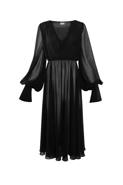 Vestiaire D'un Oiseau Libre Sheer Midi Dress In Black