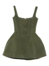 Vestiaire D'un Oiseau Libre Square-neck Flared Mini Dress In Green
