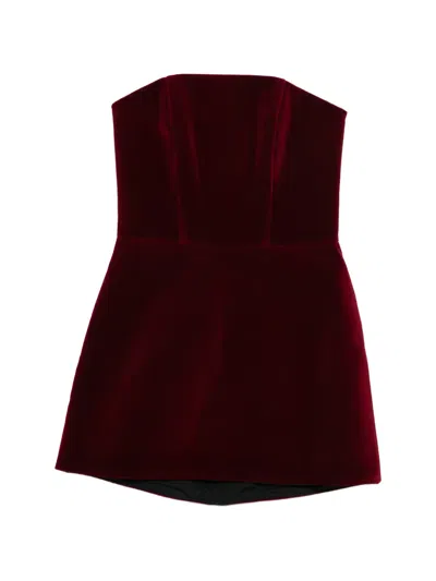 Vestiaire D'un Oiseau Libre Strapless Velvet Mini Dress In Red