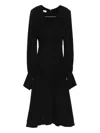 Vestiaire D'un Oiseau Libre Venice V-neck Flared Midi Dress In Black