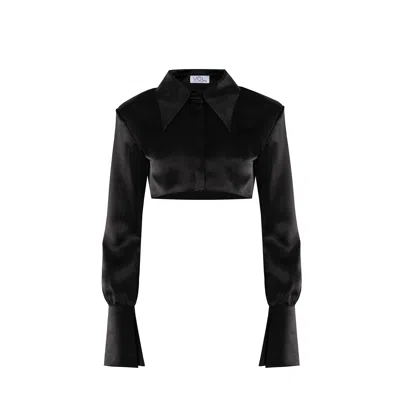 VESTIAIRE D'UN OISEAU LIBRE WOMEN'S BLACK CROPPED SILK SKIRT