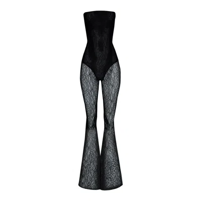 Vestiaire D'un Oiseau Libre Women's Black Lace Flared Jumpsuit