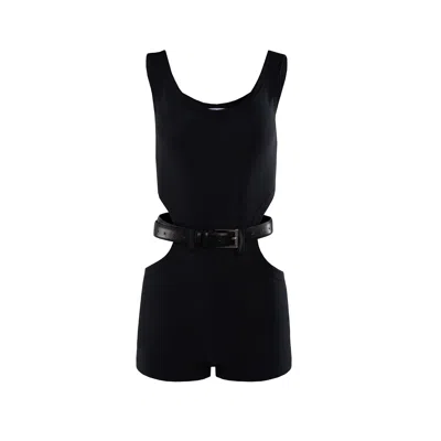 VESTIAIRE D'UN OISEAU LIBRE WOMEN'S BLACK LYCRA CUT-OUT JUMPSUIT