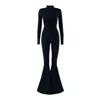 Vestiaire D'un Oiseau Libre Women's Black Lycra Flared Jumpsuit In Black