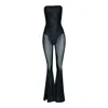 Vestiaire D'un Oiseau Libre Women's Black Sheer Flared Jumpsuit In Black