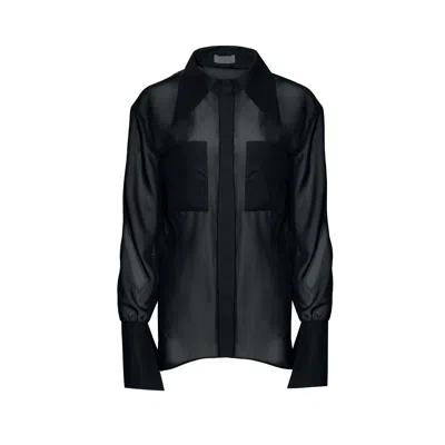 VESTIAIRE D'UN OISEAU LIBRE WOMEN'S BLACK SHEER SHIRT