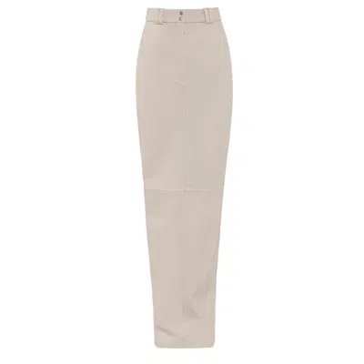 Vestiaire D'un Oiseau Libre Women's Neutrals / White Leather Maxi Skirt