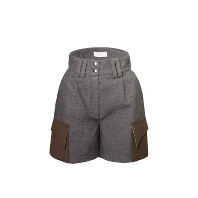 Vestiaire D'un Oiseau Libre Women's Neutrals Wool Short Trousers In Brown/gray
