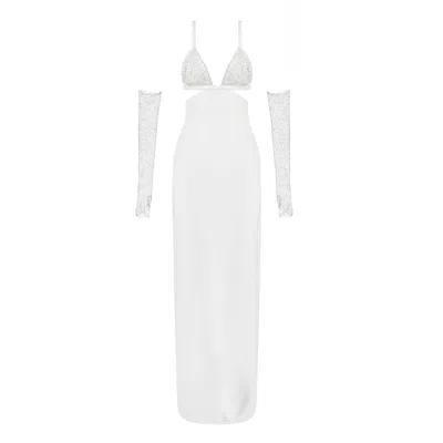 Vestiaire D'un Oiseau Libre Women's White Cut-out Gloves Dress