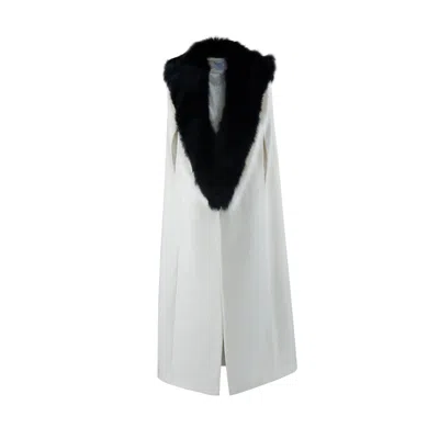 VESTIAIRE D'UN OISEAU LIBRE WOMEN'S WHITE FUR CASHMERE BLEND CAPE