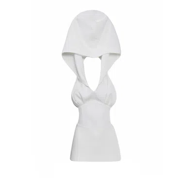 Vestiaire D'un Oiseau Libre Women's White Hooded Corset Mini Dress