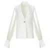 Vestiaire D'un Oiseau Libre Women's White Organza Sleeves Wool Jacket In White