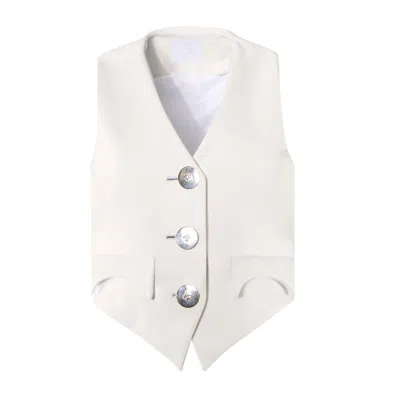 Vestiaire D'un Oiseau Libre Women's White Silver Buttons Leather Vest