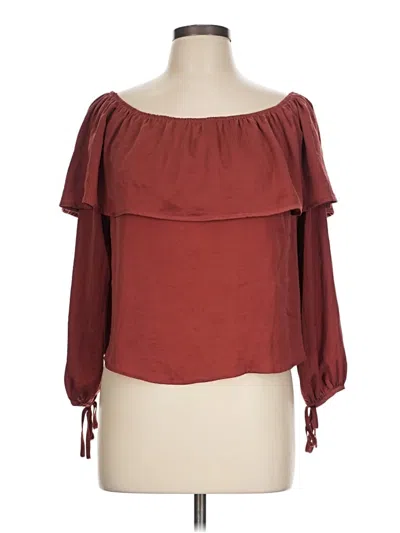 Pre-owned Vestique 3/4 Sleeve Blouse In Burgundy