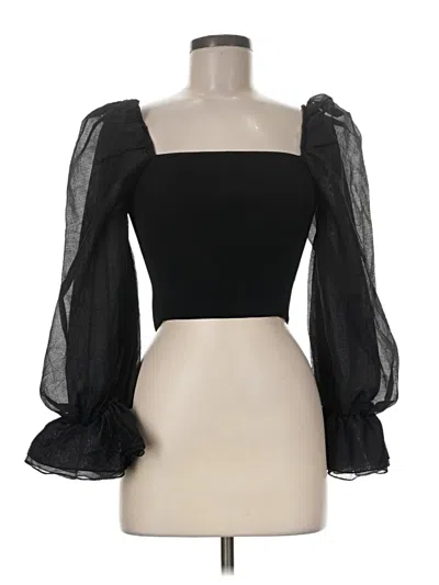 Pre-owned Vestique 3/4 Sleeve Top Black Sweetheart Neckline Tops