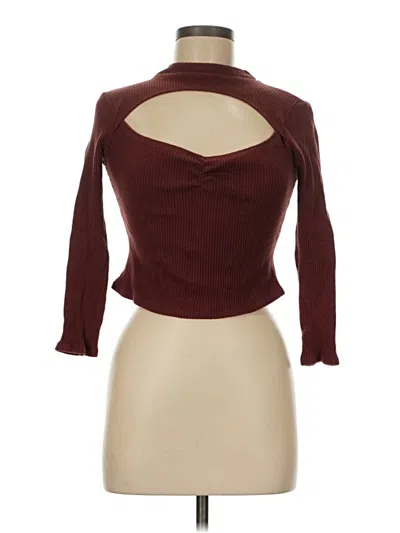 Pre-owned Vestique 3/4 Sleeve Turtleneck In Burgundy