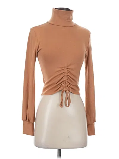 Pre-owned Vestique Long Sleeve Top Brown Turtleneck Tops