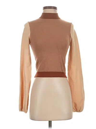 Pre-owned Vestique Long Sleeve Top Brown Turtleneck Tops