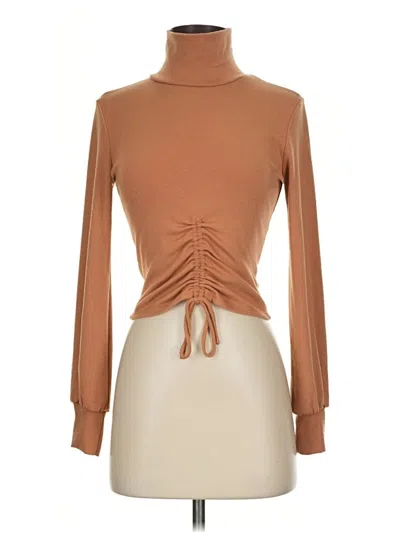 Pre-owned Vestique Long Sleeve Top Brown Turtleneck Tops