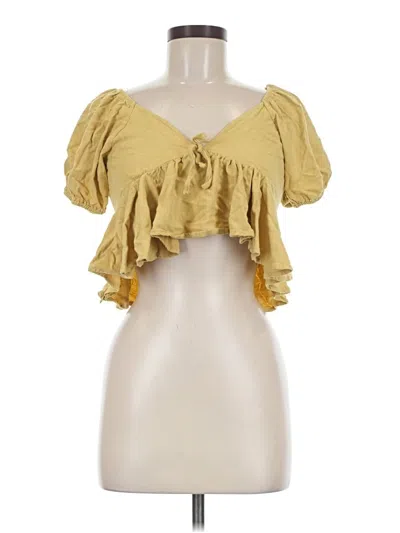 Pre-owned Vestique Short Sleeve Blouse In Gold