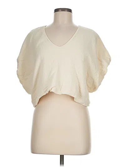 Pre-owned Vestique Short Sleeve Top Ivory Scoop Neck Tops