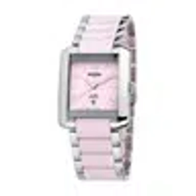 Pre-owned Vetania Brand  Pink Ceramic & Stainless Steel Swiss Quartz Ladies Watch In Misty Rose