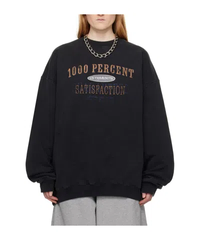 Vetements '1000 Percent' Round Neck Sweater In Washed Black