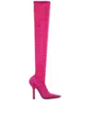 Vetements Velvet Over-the-knee Boomerang Boots In Pink