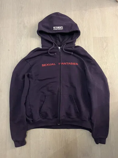 Pre-owned Vetements 1/50 Sexual Fantasies Zip Up Hoodie Dsm Exclusive In Purple