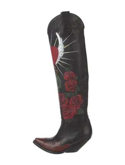 Pre-owned Vetements 2016 Hand Painted Western Boots In Black