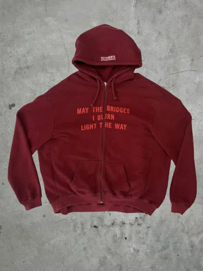 Pre-owned Vetements 2017  Bridges I Burn Zip-up Hoodie In Red