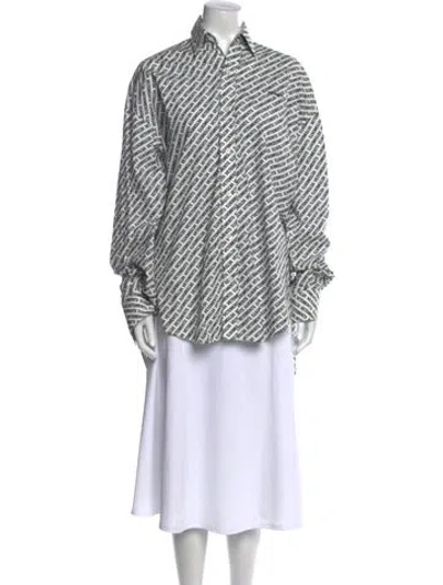 Pre-owned Vetements 2018 Printed Button-up Top In White