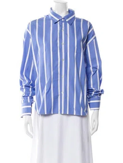 Pre-owned Vetements 2018 Striped Button-up Top In Blue