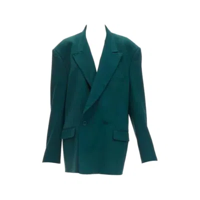 Pre-owned Vetements 2019 Forest Green Logo Patch Back Oversized Double-breasted Blazer Xs