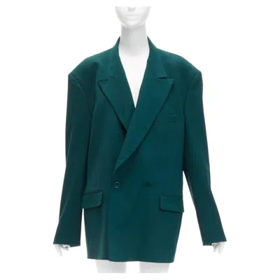 Pre-owned Vetements 2019 Forest Green Logo Patch Back Oversized Double-breasted Blazer Xs
