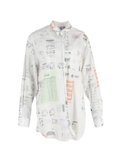 Pre-owned Vetements 2019 Receipt Print Button Up Shirt In White