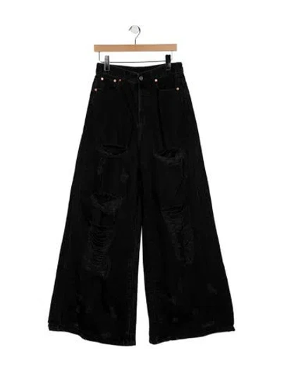 Pre-owned Vetements 2024 Wide Leg Jeans In Black