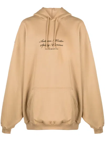 Vetements 4 Seasons Cotton Hoodie In Brown