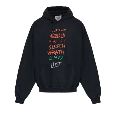 Pre-owned Vetements 7 Sins Hoodie 'washed Out Black' | Men's Size Xl