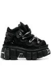 Vetements 75mm Platform Leather Sneakers In Black