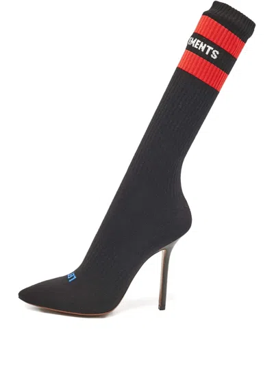 Pre-owned Vetements 90mm Sock Runner Boots In Black