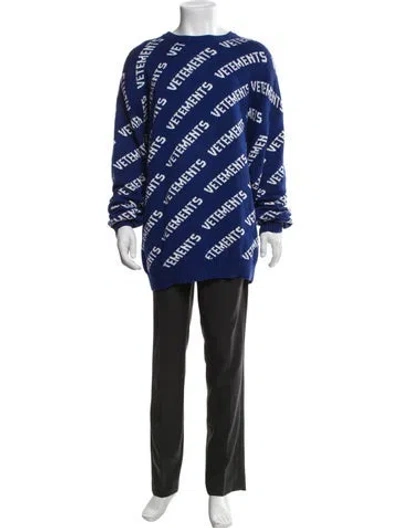 Pre-owned Vetements All Over Graphic Print Pullover In Blue