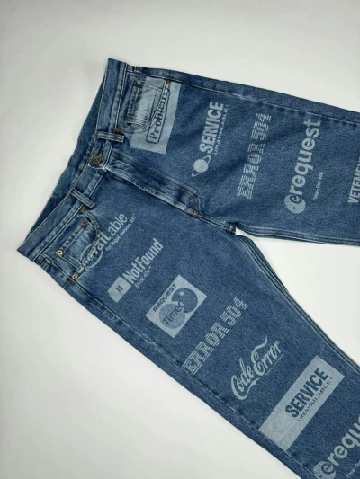 Pre-owned Vetements All Over Logo Error Code Jeans In Blue