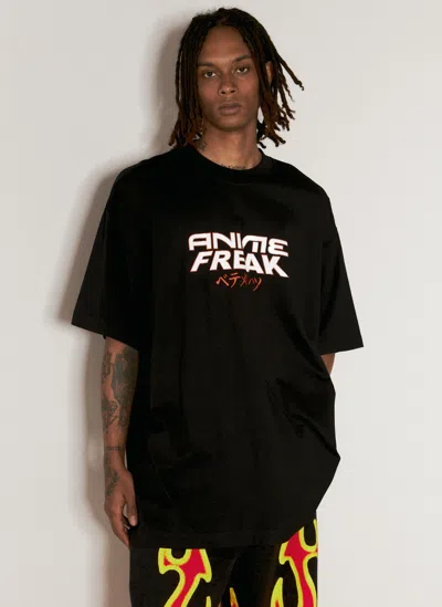 Vetements Anime Freak Oversized Printed Embroidered Cotton-jersey T-shirt In Black